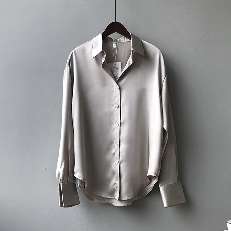 Satin Silk Shirt Vintage Blouse