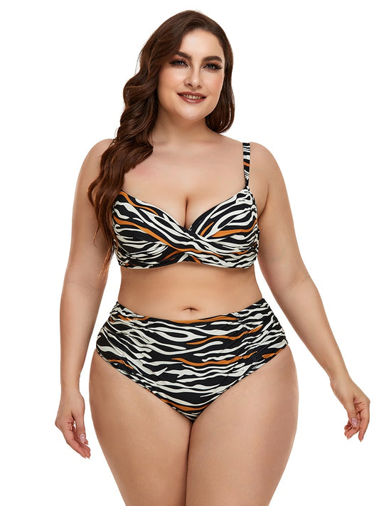 Zebra Print High Waist Swimwear Set