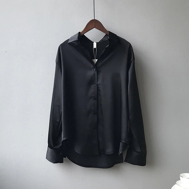 Satin Silk Shirt Vintage Blouse
