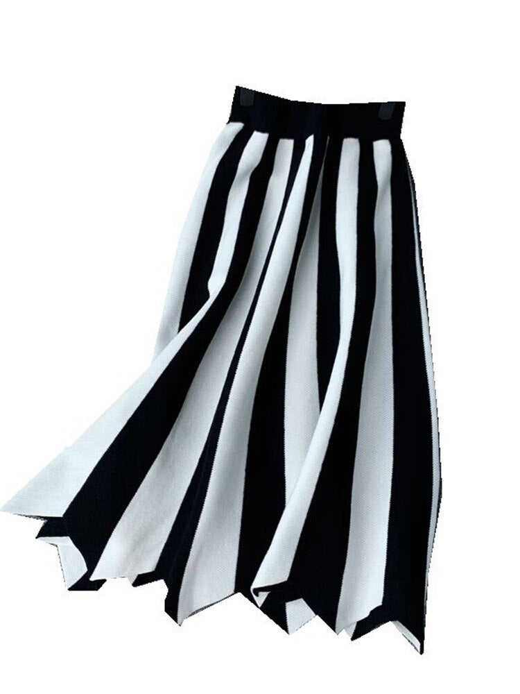 A-line Knit Skirt Striped