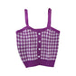 Plaid Crop Tops Buttons Camis Knitting