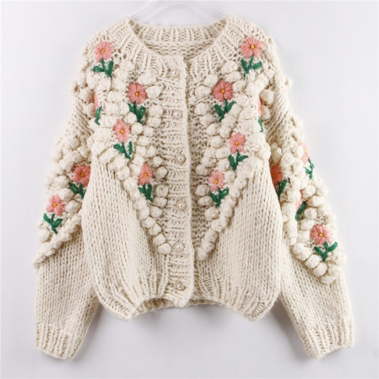 Floral Embroidery Hollow Out Chic Knit Cardigans