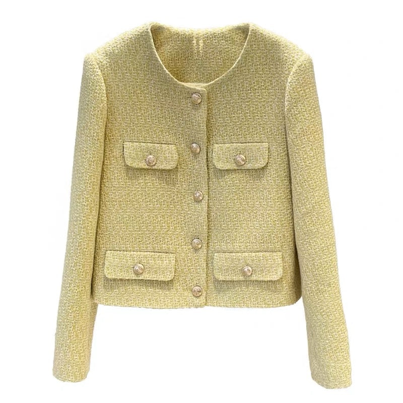 Fragrant Tweed Jacket Coat Women Vintage
