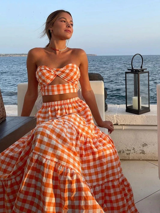 Elegant Plaid Vintage Beach  Dress