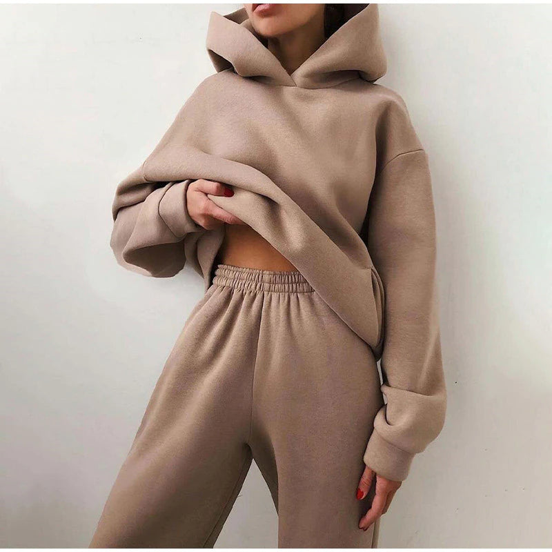 Tracksuit Casual Warm Long Sleeve Sweatshirt Jogger Pants Two Piece Sets