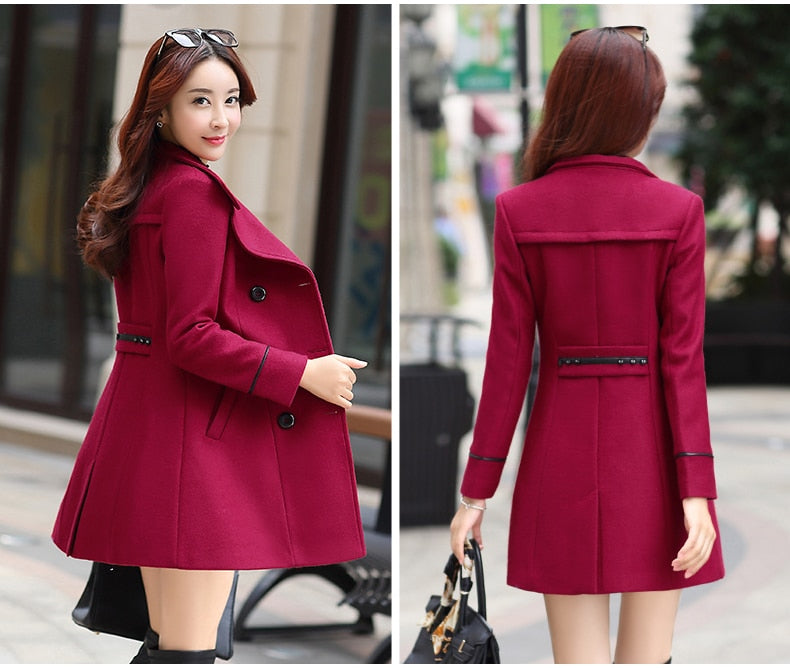 Wool Blend Warm Long Coat