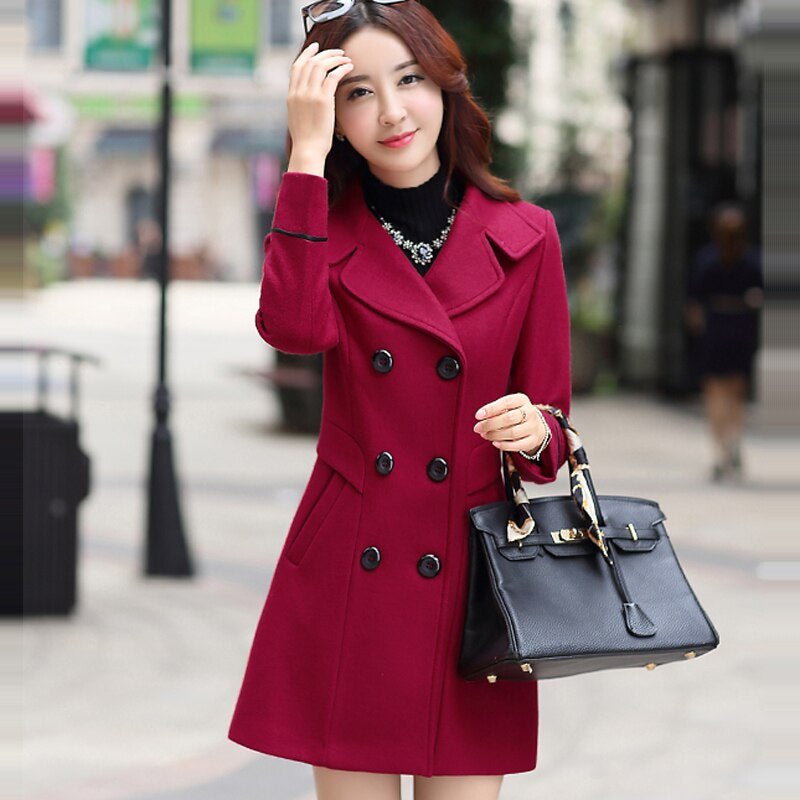 Wool Blend Warm Long Coat