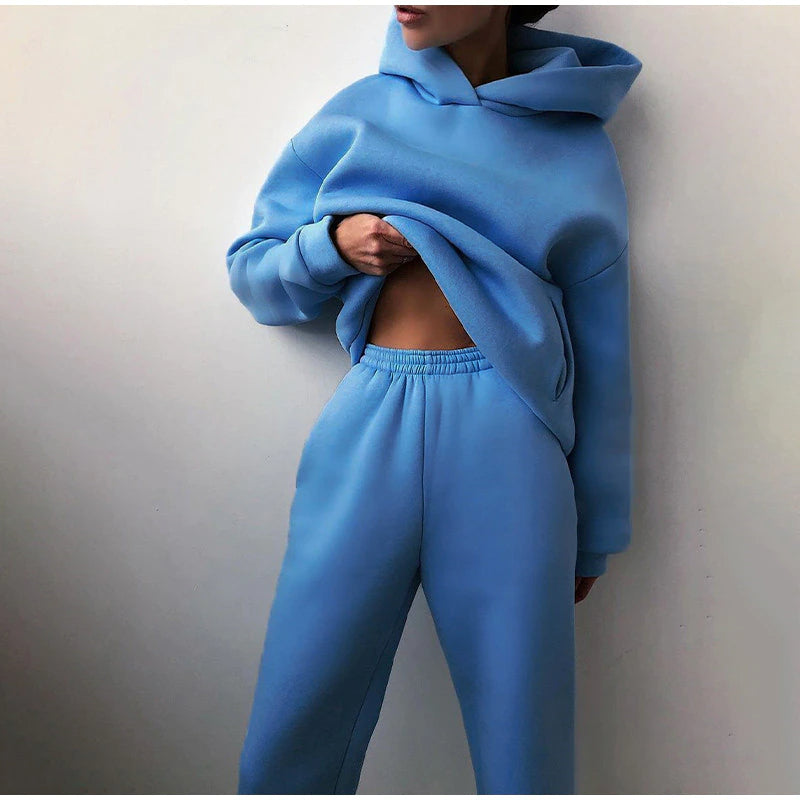 Tracksuit Casual Warm Long Sleeve Sweatshirt Jogger Pants Two Piece Sets