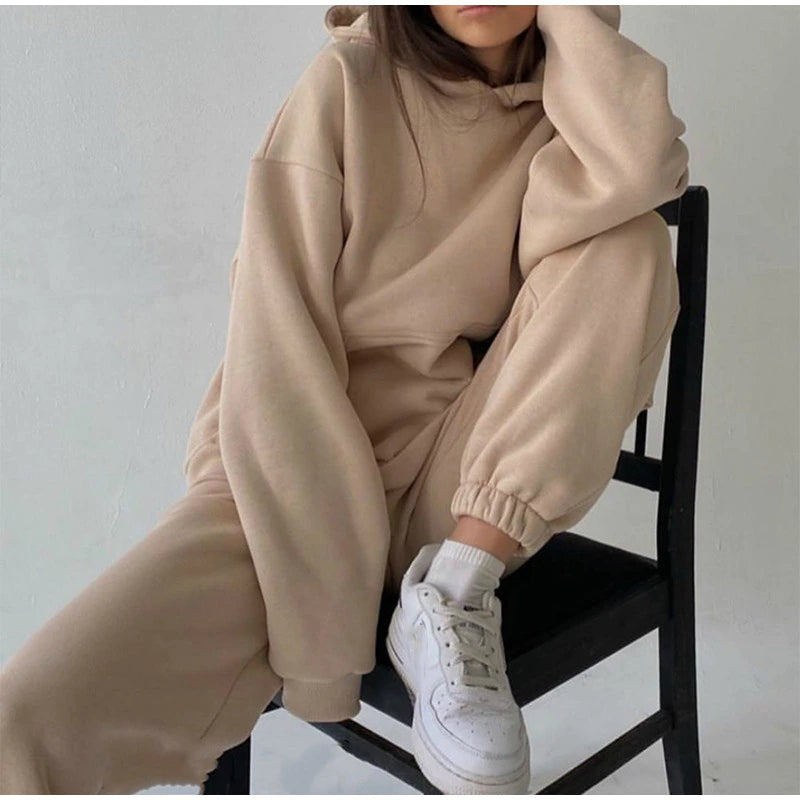 Tracksuit Casual Warm Long Sleeve Sweatshirt Jogger Pants Two Piece Sets