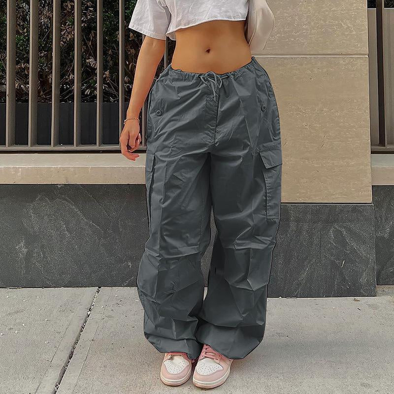 Jogger Cargo Pants Low Waist Drawstring Parachute