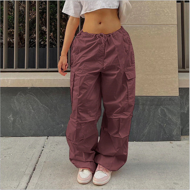 Jogger Cargo Pants Low Waist Drawstring Parachute