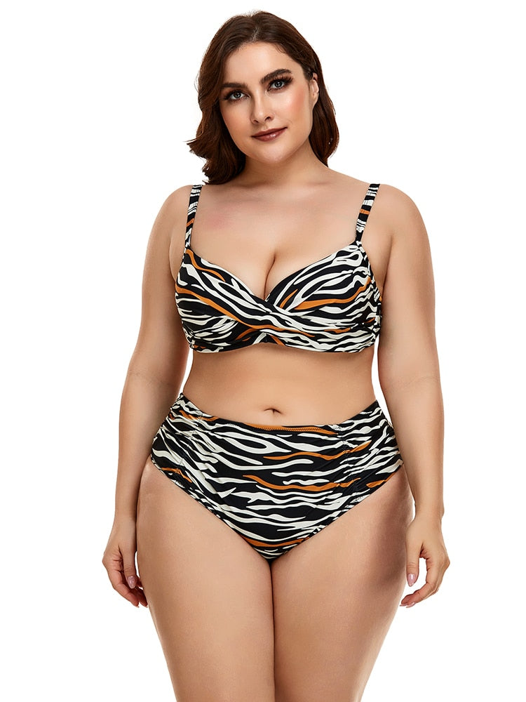 Zebra Print High Waist Swimwear Set