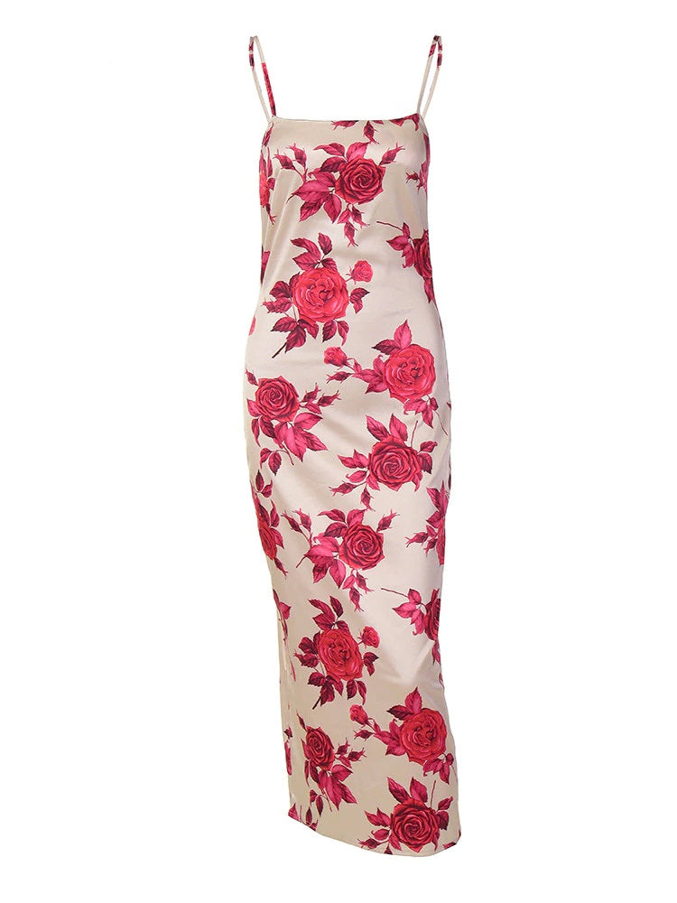 Floral Printed Bodycon Midi Dress