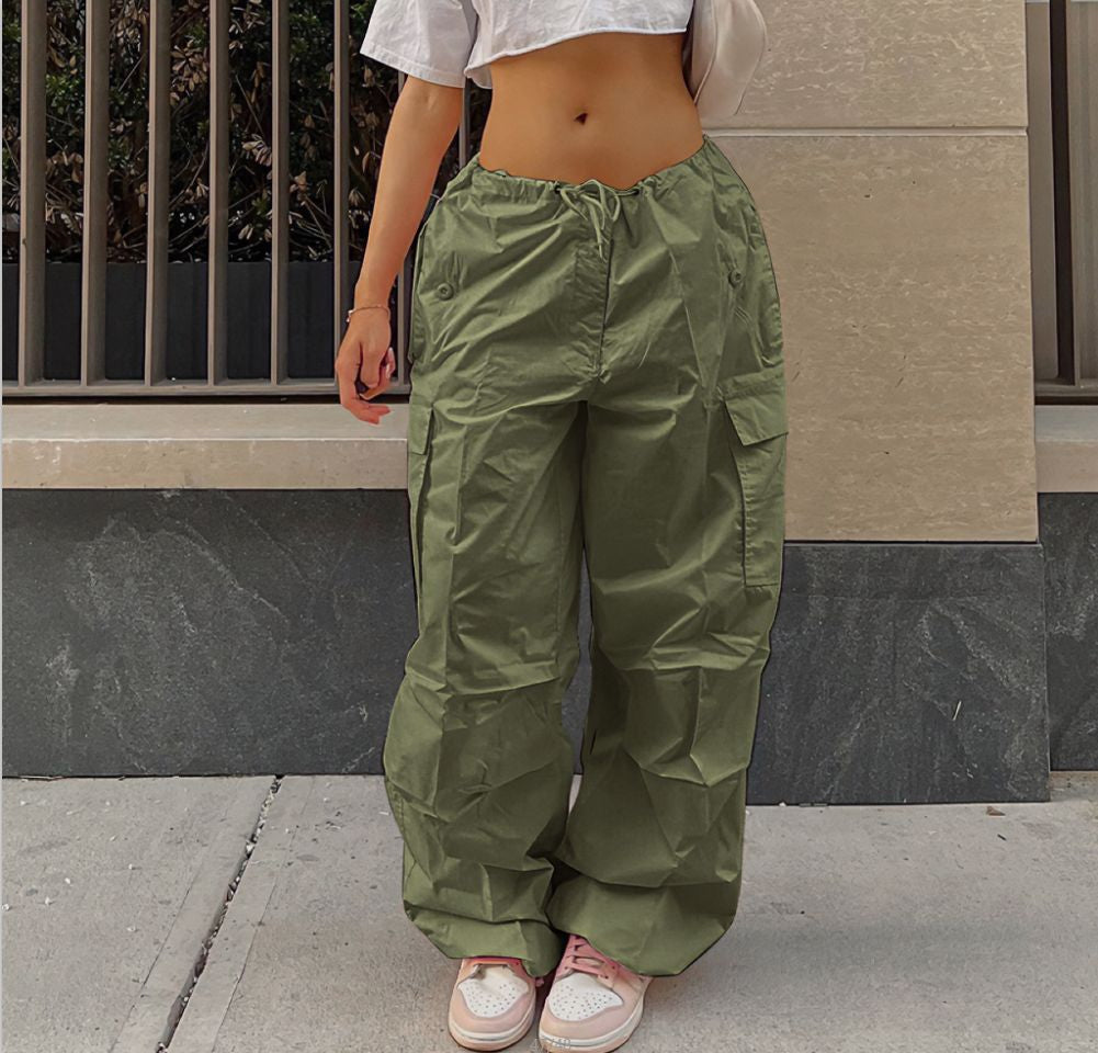 Jogger Cargo Pants Low Waist Drawstring Parachute