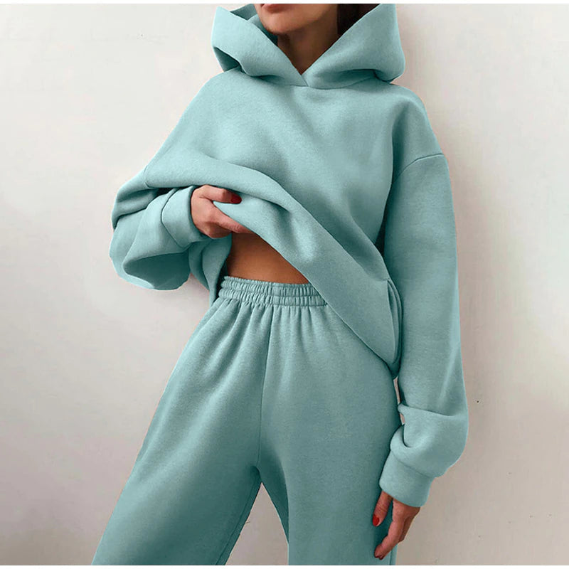 Tracksuit Casual Warm Long Sleeve Sweatshirt Jogger Pants Two Piece Sets