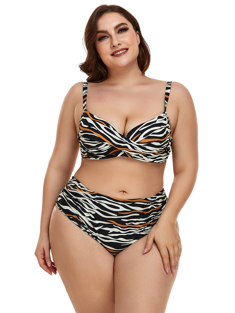 Zebra Print High Waist Swimwear Set