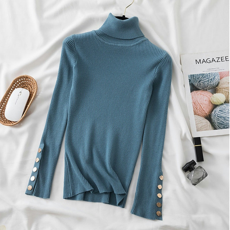 winter women thick sweater  long sleeve button