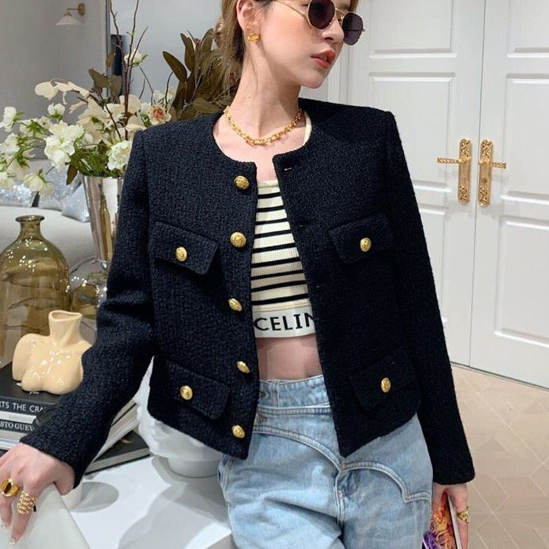 Fragrant Tweed Jacket Coat Women Vintage