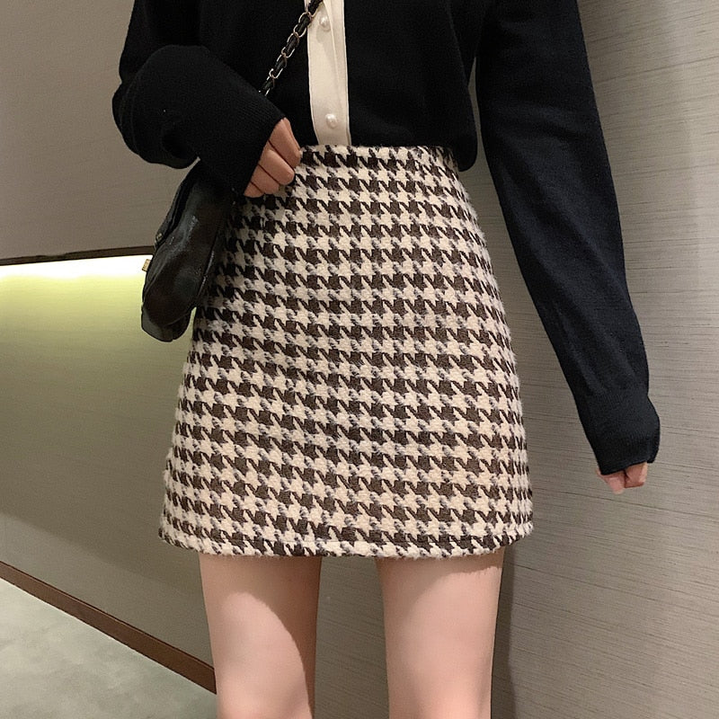 Plaid High Waist Mini Skirt