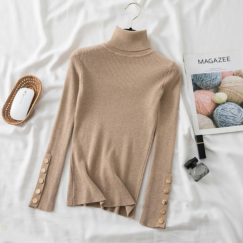 winter women thick sweater  long sleeve button