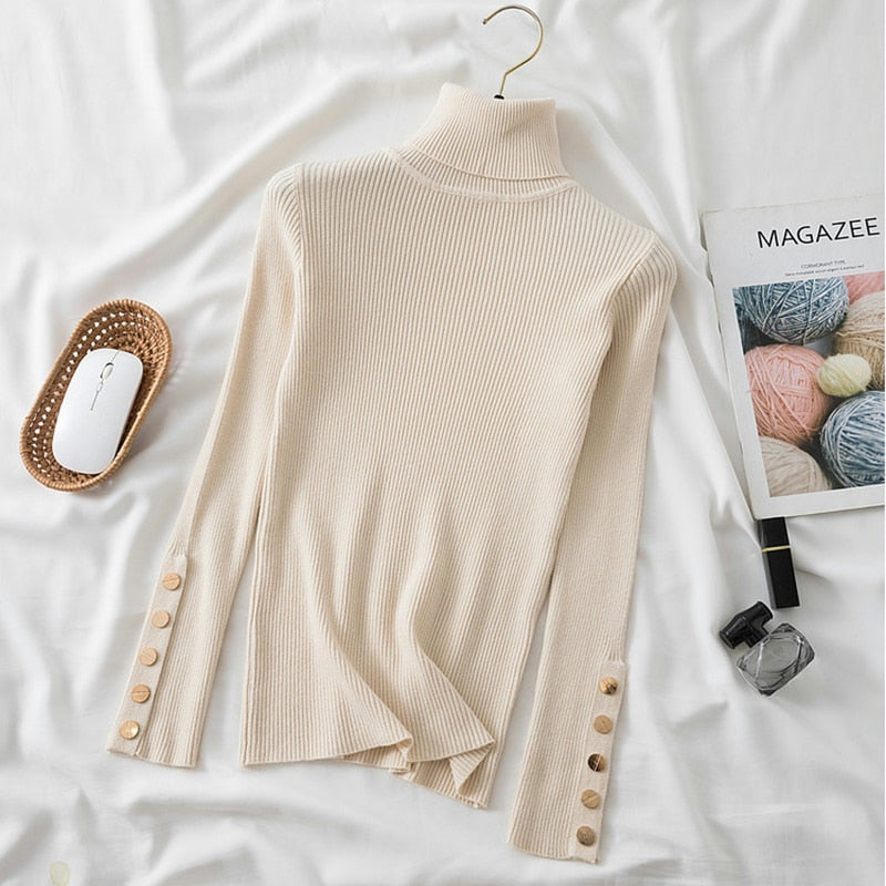 winter women thick sweater  long sleeve button