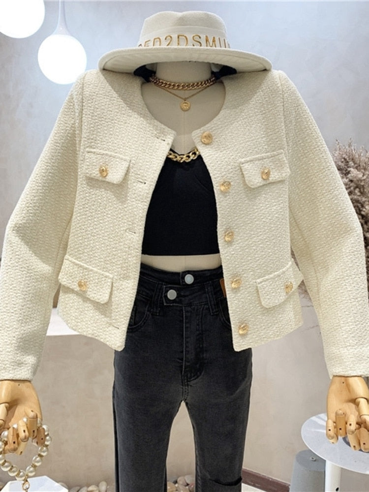 Fragrant Tweed Jacket Coat Women Vintage