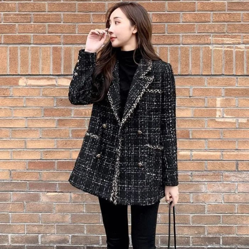 Plaid Tweed Blazer Jacket